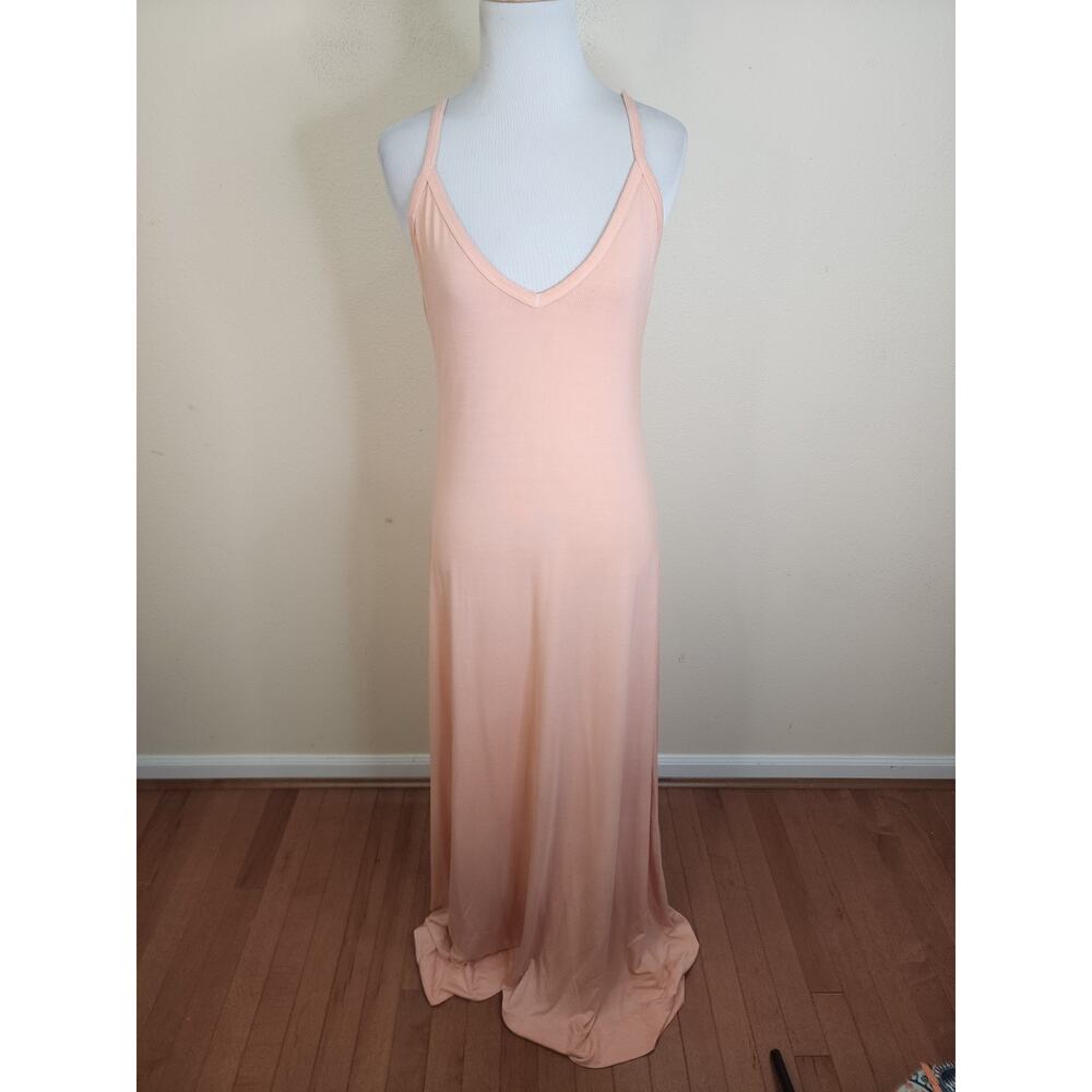Go Couture Women's Beige Modal Blend Sleeveless Long Maxi Dress Size Large USA